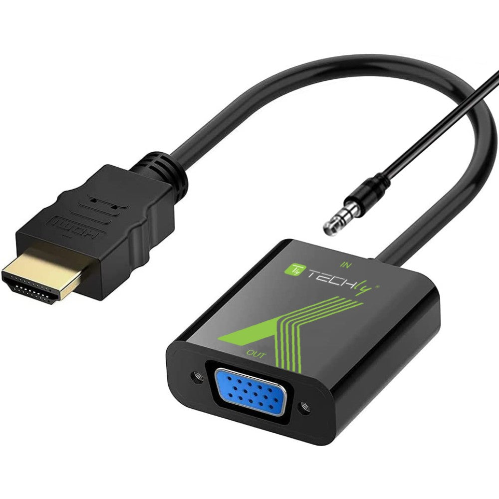 Adaptateur HDMI vers VGA + Jack 3.5mm, Mâle vers Femelle, 0,15 m, Noir