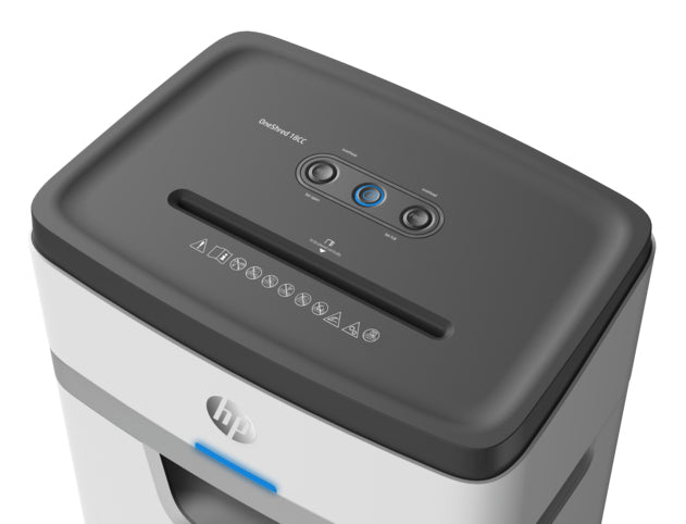 HP OneShred 18CC Destructeur de Papier, Coupe Particules, 22 cm, 65 dB, Blanc et Noir