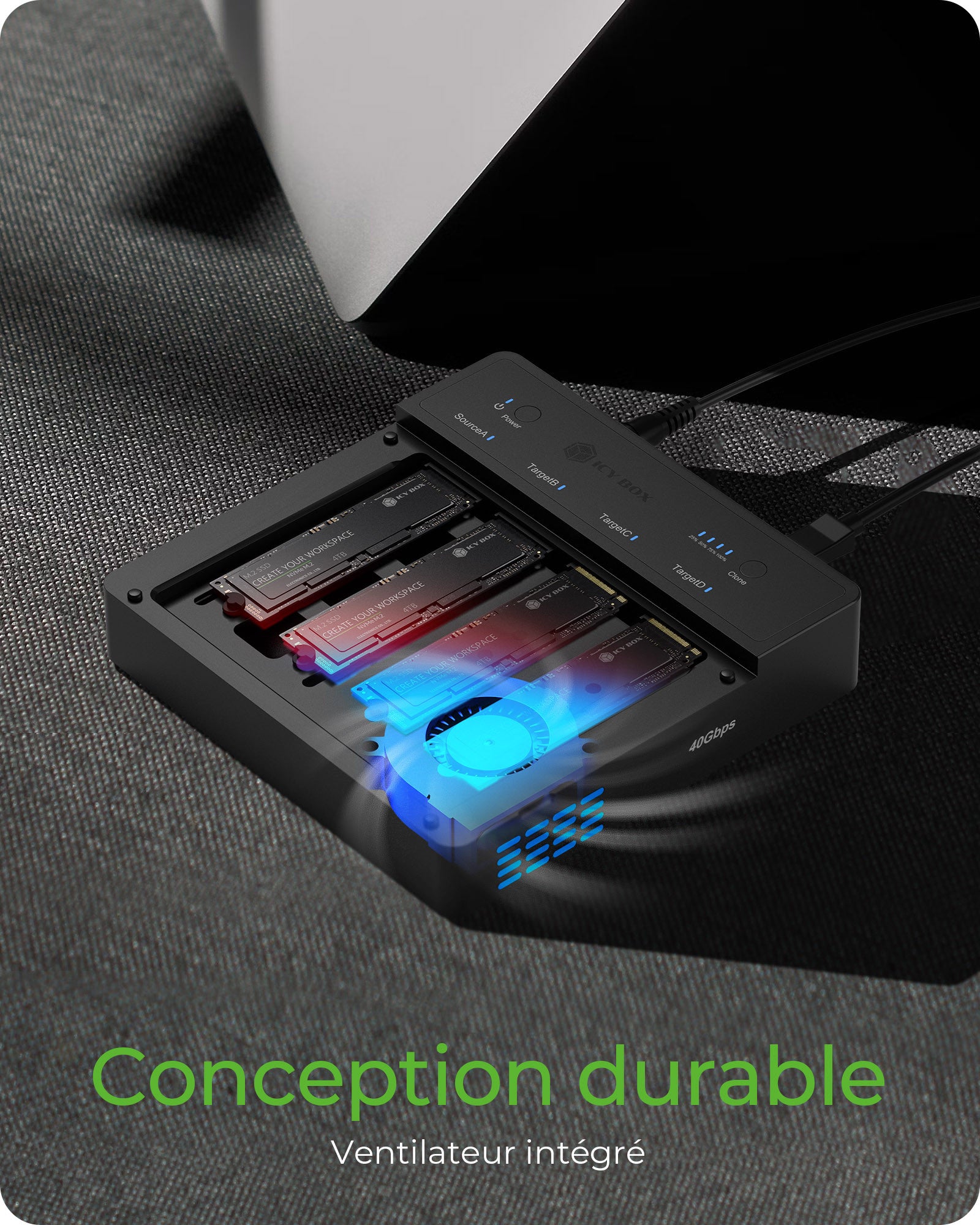 ICY BOX IB-4013MCL-C4 USB 4 Type-C Noir