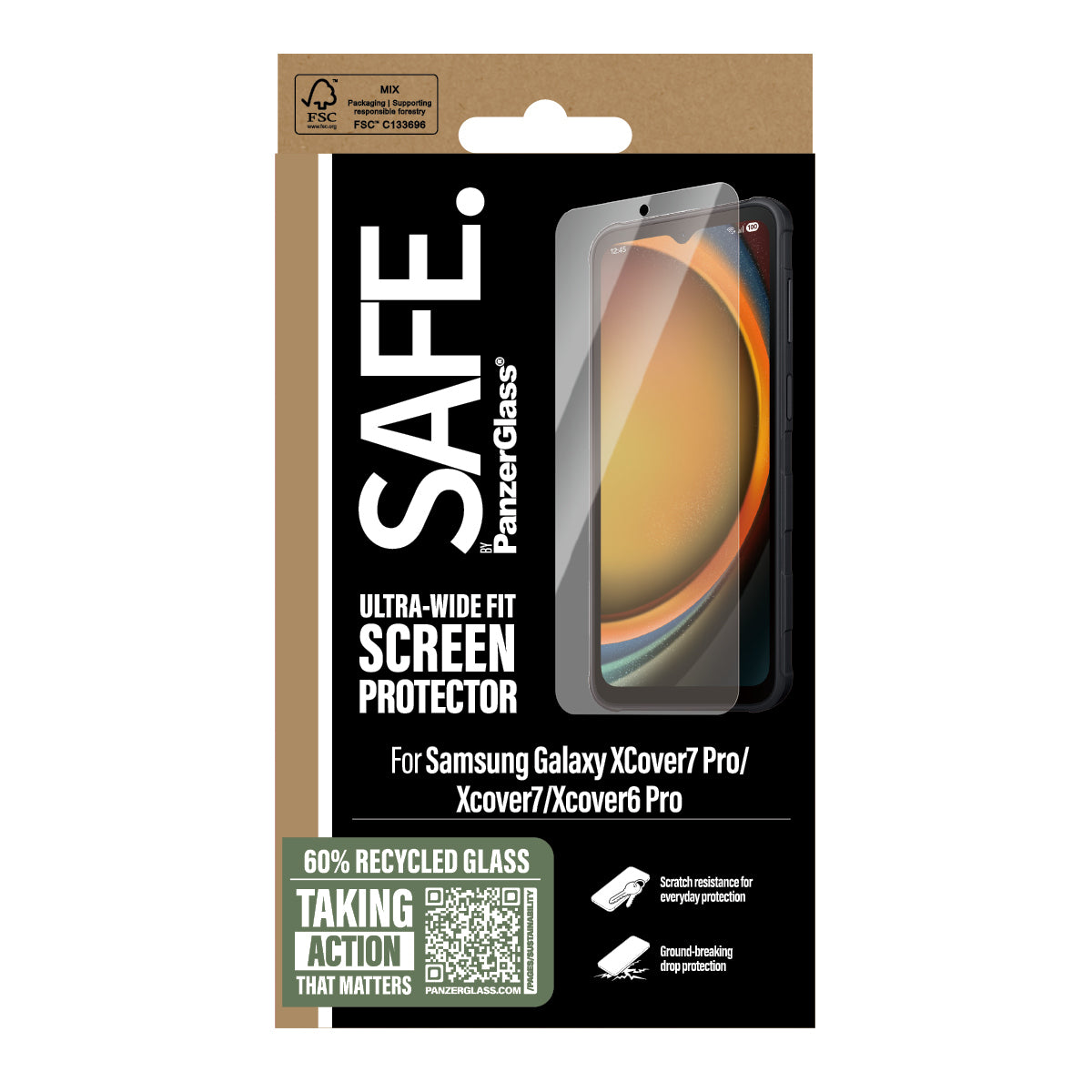 PanzerGlass PanzerGlass SAFE. by ® Screen Protector Samsung Galaxy Xcover7 Pro | Xcover7 | Xcover6 Pro | Ultra-Wide Fit Protection d'écran transparent 1 pièce(s)