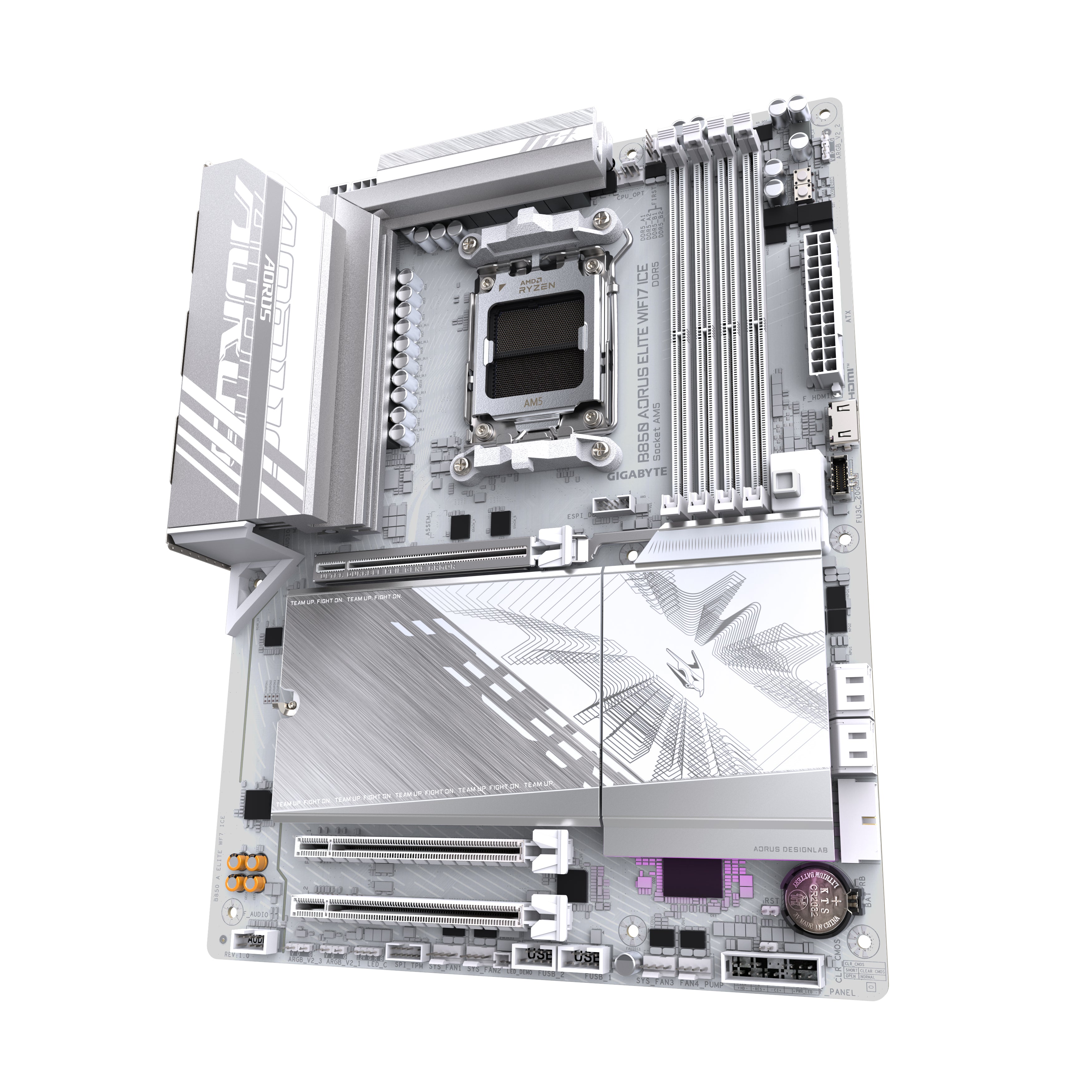 GIGABYTE B850 AORUS ELITE WIFI7 ICE Carte Mère - AMD Ryzen 9000 Series CPUs, VRM numérique 14+2+2 phases, jusqu'à 8200MHz DDR5 (OC), 1xPCIe 5.0 + 2xPCIe 4.0 M.2, LAN 2,5, WIFI 7, USB 3.2 Gen 2x2