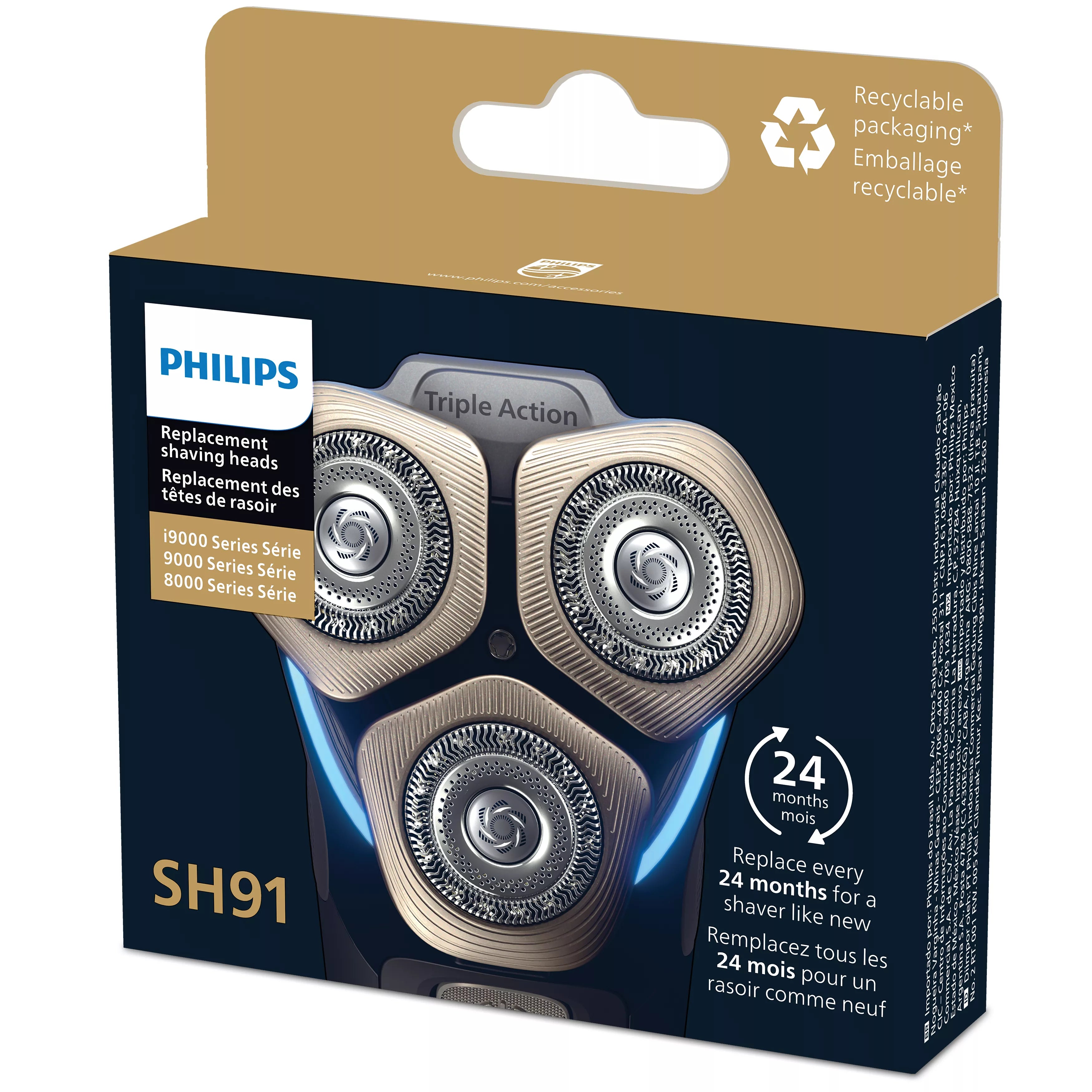 Philips SHAVER Series 9000 SH91 SH91/50 Têtes de rasage de rechange