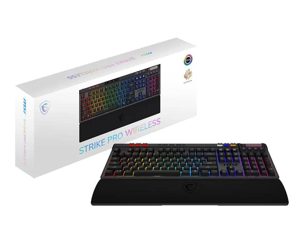 MSI STRIKE PRO WIRELESS clavier Gaming USB + Bluetooth QWERTY Anglais américain Noir