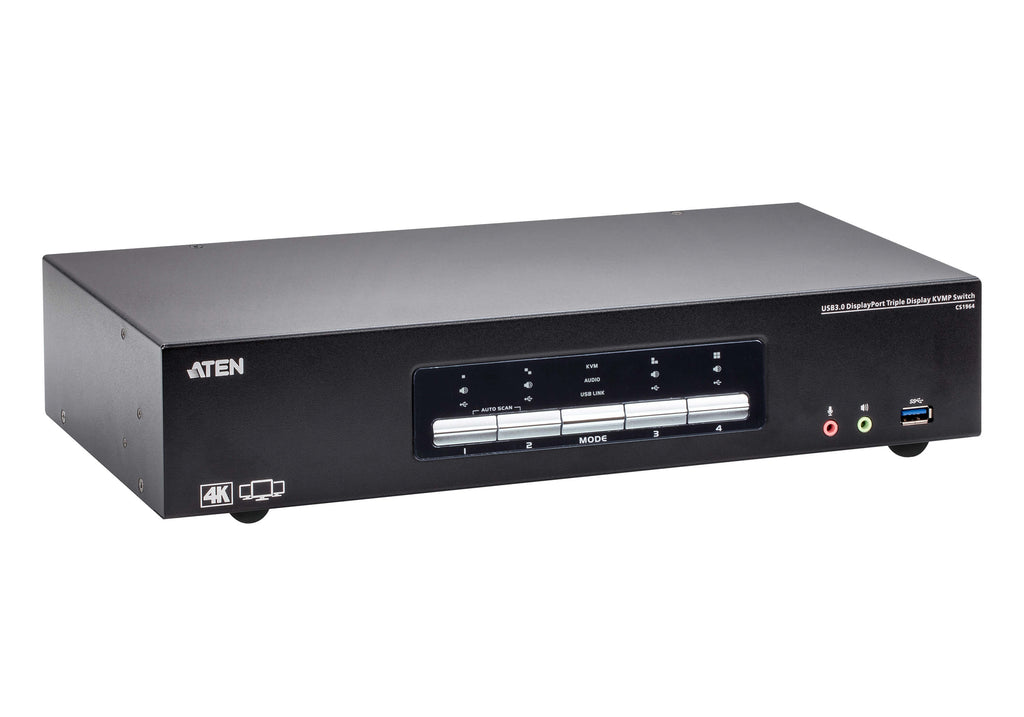 ATEN Commutateur KVMP™ trois affichages DisplayPort 4K 4 ports USB 3.0