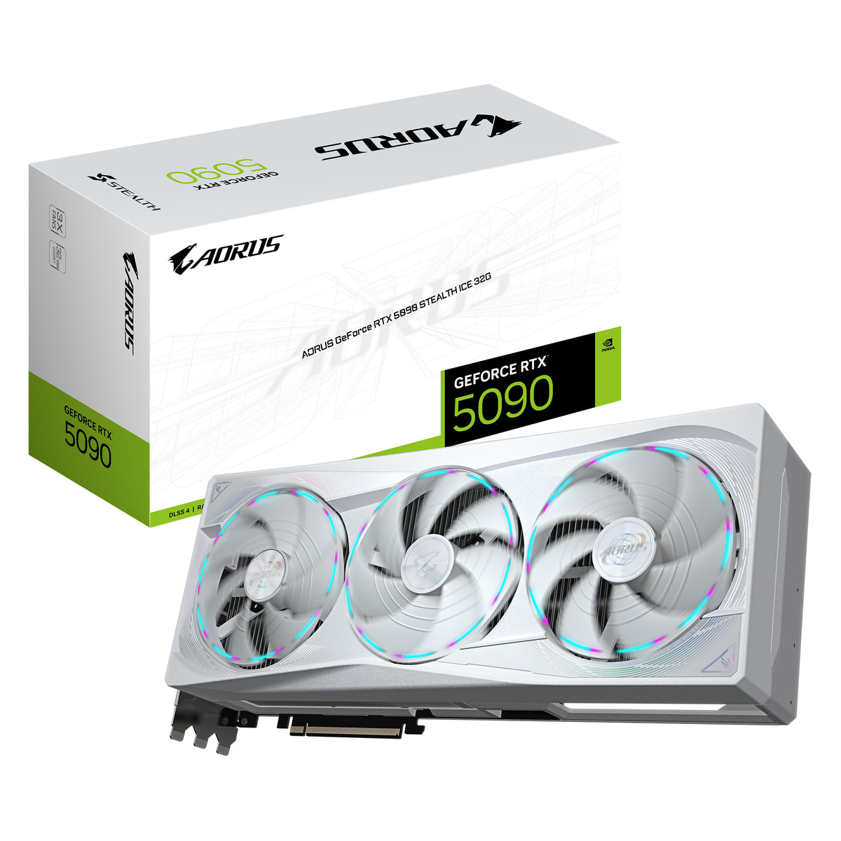 GIGABYTE AORUS GeForce RTX 5090 STEALTH ICE 32G Carte Graphique - 32GB GDDR7, 512bit, PCI-E 5.0, 2655MHz Fréquence du cœ