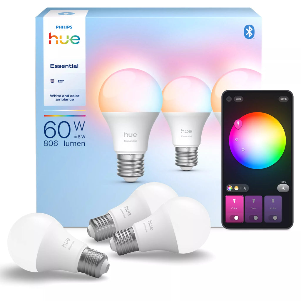 Philips Hue White and Color Ambiance A60 E27 Ampoule Connectée Essential 806 lm 8 W Pack de 3
