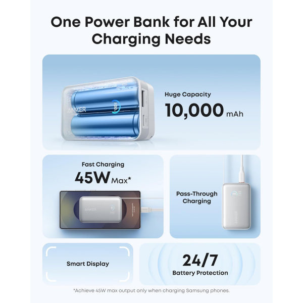 Anker Powerbank Nano, 10000mAh, 45W, QC + PD, White A1638H21