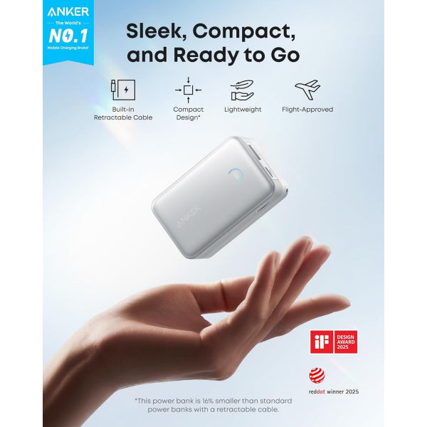 Anker Powerbank Nano, 10000mAh, 45W, QC + PD, White A1638H21