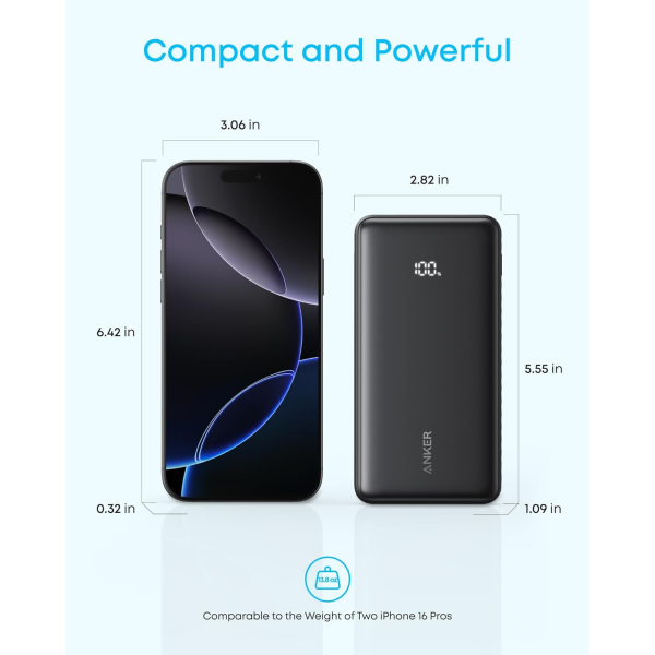 Anker Powerbank Zolo, 10000mAh, 22.5W, QC + PD, Black A110DH11