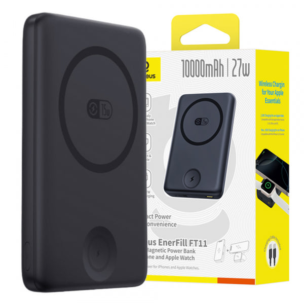 Baseus Powerbank Bank EnerFill FT11, 10000mAh, 27W, PD + QI + FQI, Black P1008210G123-00