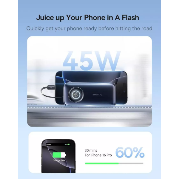 Baseus Powerbank EnerCore CR11, 10000mAh, 45W, PD, Black E0027G01