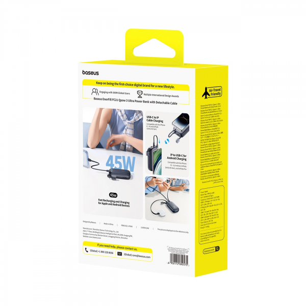 Baseus Powerbank EnerFill FC21 QPow 3 Ultra, 20000mAh, 45W, QC + PD, Black E0027P00