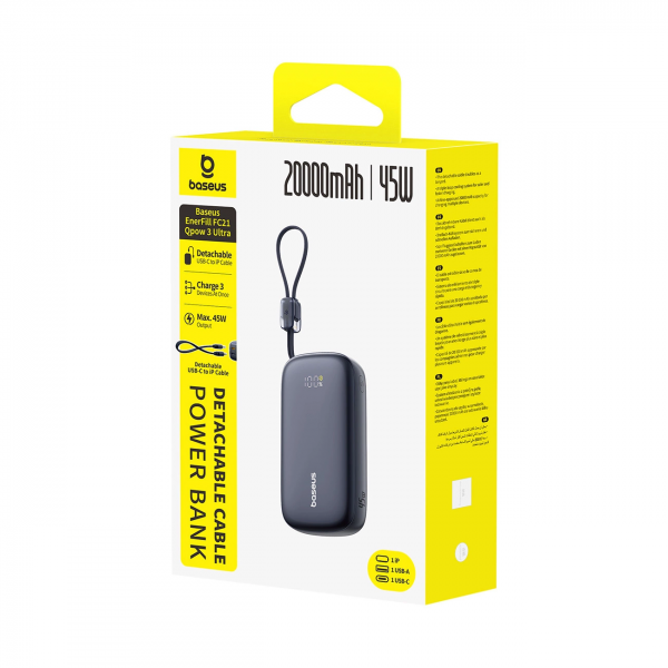 Baseus Powerbank EnerFill FC21 QPow 3 Ultra, 20000mAh, 45W, QC + PD, Black E0027P00
