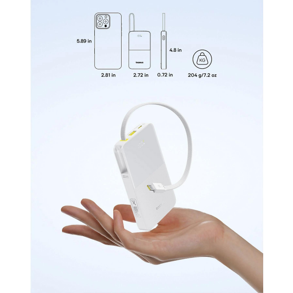 Baseus Powerbank EnerFill Bipow2 Pro, 10000mAh, 22.5W, QC + PD, White E0027601