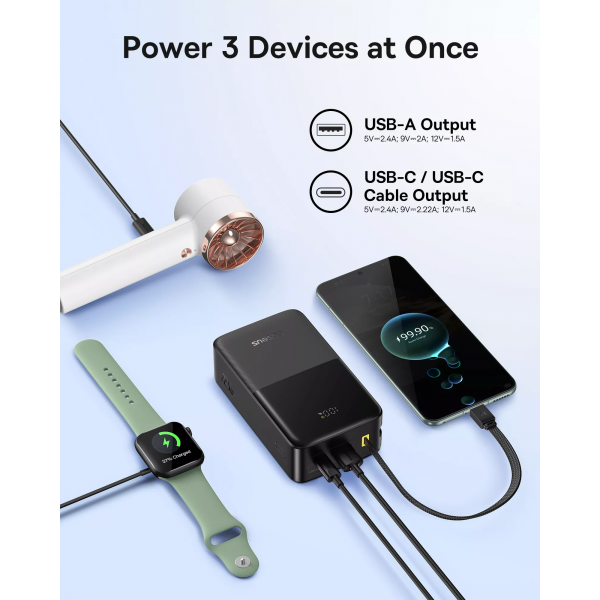 Baseus Powerbank EnerFill Bipow2 Pro, 30000mAh, 22.5W, QC + PD, Black E0028100