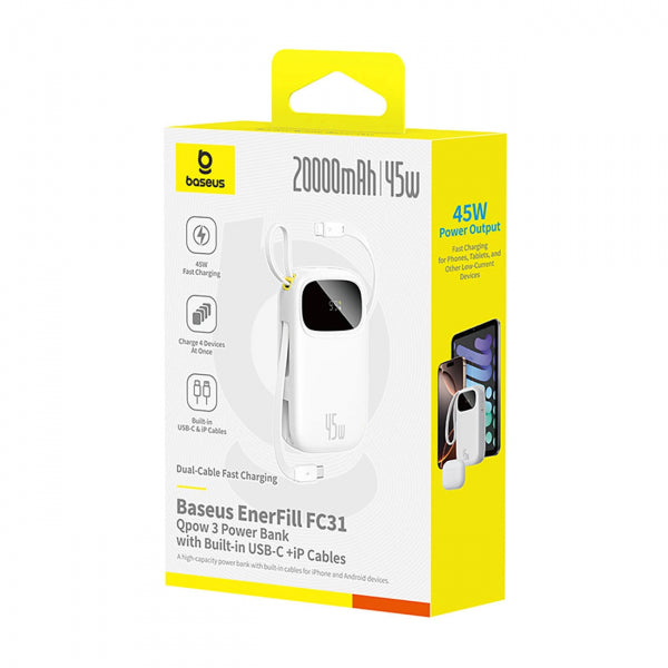 Baseus Powerbank EnerFill FC31 Qpow 3, 20000mAh, 45W, QC + PD, White E0028D01