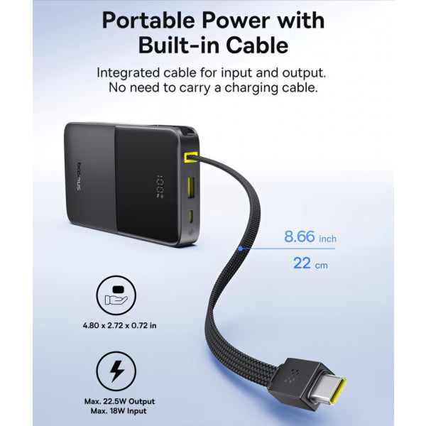Baseus Powerbank EnerFill Bipow2 Pro, 10000mAh, 22.5W, QC + PD, Black E0027600