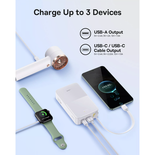 Baseus Powerbank EnerFill Bipow2 Pro, 20000mAh, 22.5W, QC + PD, White E0027700