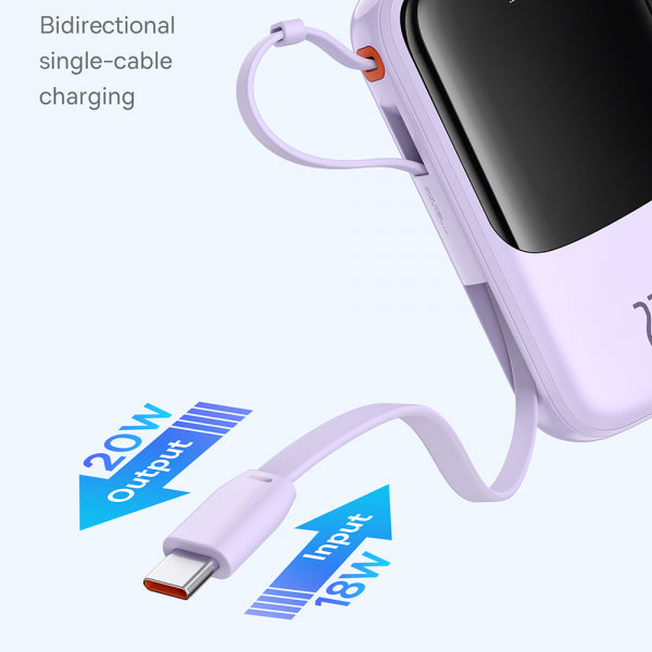 Baseus Powerbank Qpow Pro+, 10000mAh, 22.5W, QC + PD, Purple P10067101513-00
