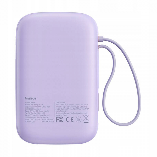 Baseus Powerbank Qpow2, 10000mAh, 30W, QC + PD, Purple P10055008513-00