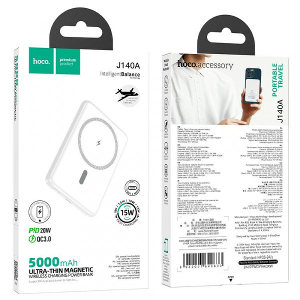 Hoco Powerbank J140A, 5000mAh, 20W, PD + FQI, White