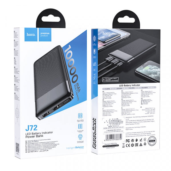 Hoco Powerbank J72, 10000mAh, 10W, Black