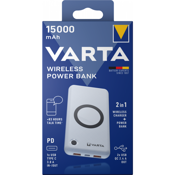Varta Powerbank Energy, 15000mAh, 18W, QC + PD + FQI, White