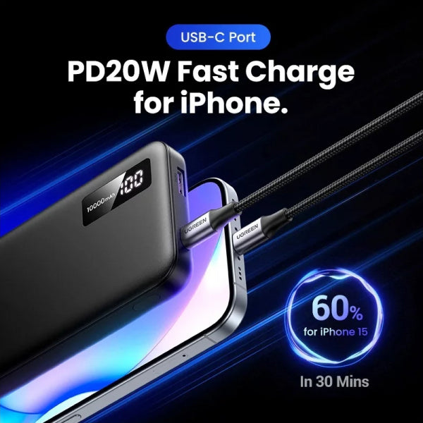 Ugreen Powerbank PB311, 10000mAh, 22.5W, QC + PD, Black