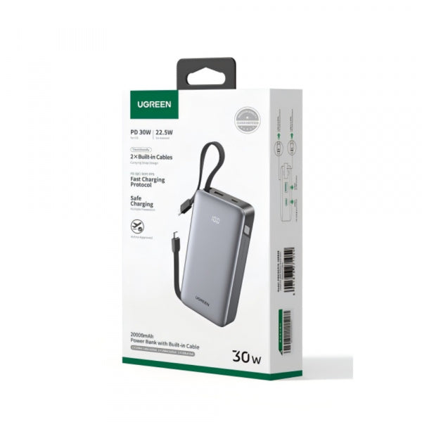 Ugreen Powerbank PB528 (55985B), 20000mAh, 30W, QC + PD, Grey