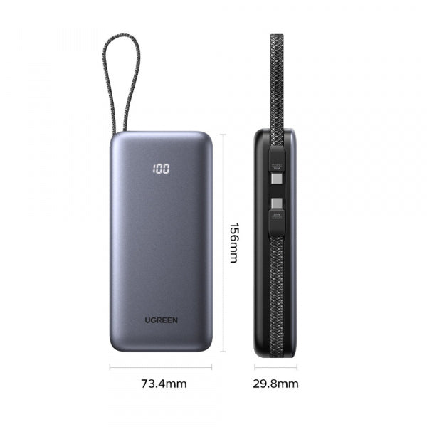 Ugreen Powerbank PB528 (55985B), 20000mAh, 30W, QC + PD, Grey