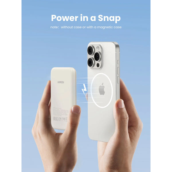 Ugreen Powerbank PB560, 5000mAh, 15W, PD + QI, Beige