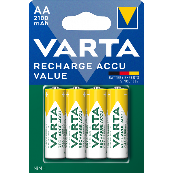 Varta Rechargeable NiMH Batteries AA / LR6, 2100mAh, 4-Pack