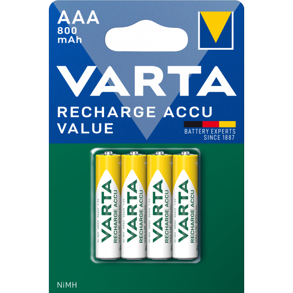 Varta Rechargeable NiMH Batteries Professional, AAA / LR3, 800mAh, 4-Pack