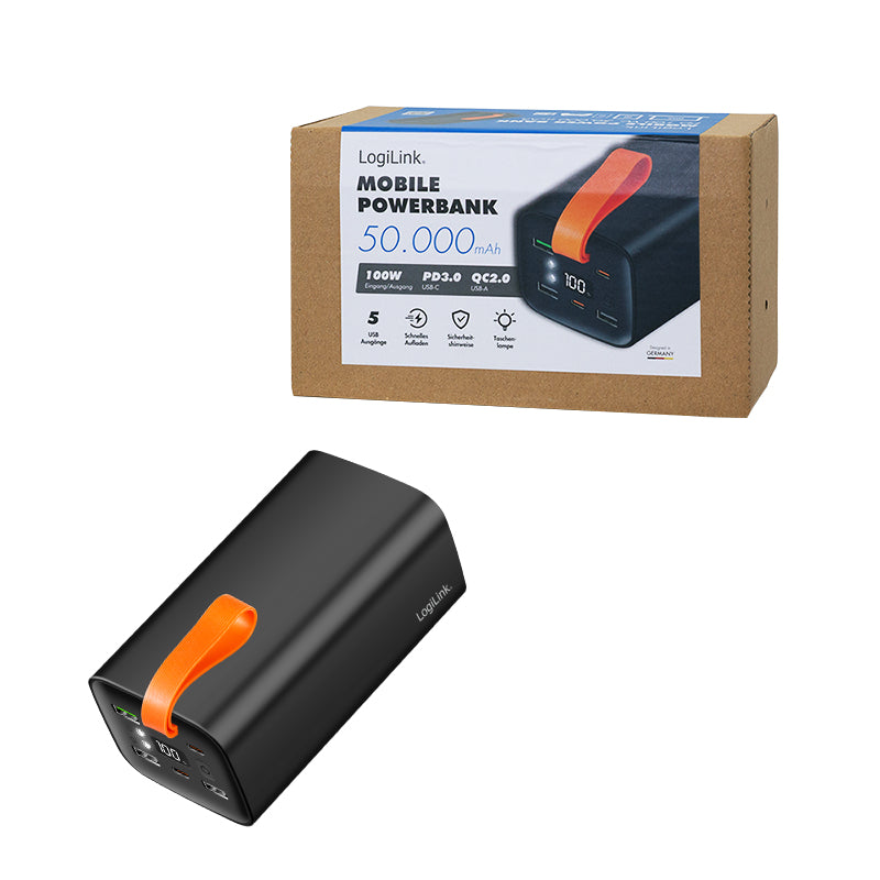 LogiLink PA0351 banque d'alimentation électrique Lithium Polymère (LiPo) 50000 mAh Noir