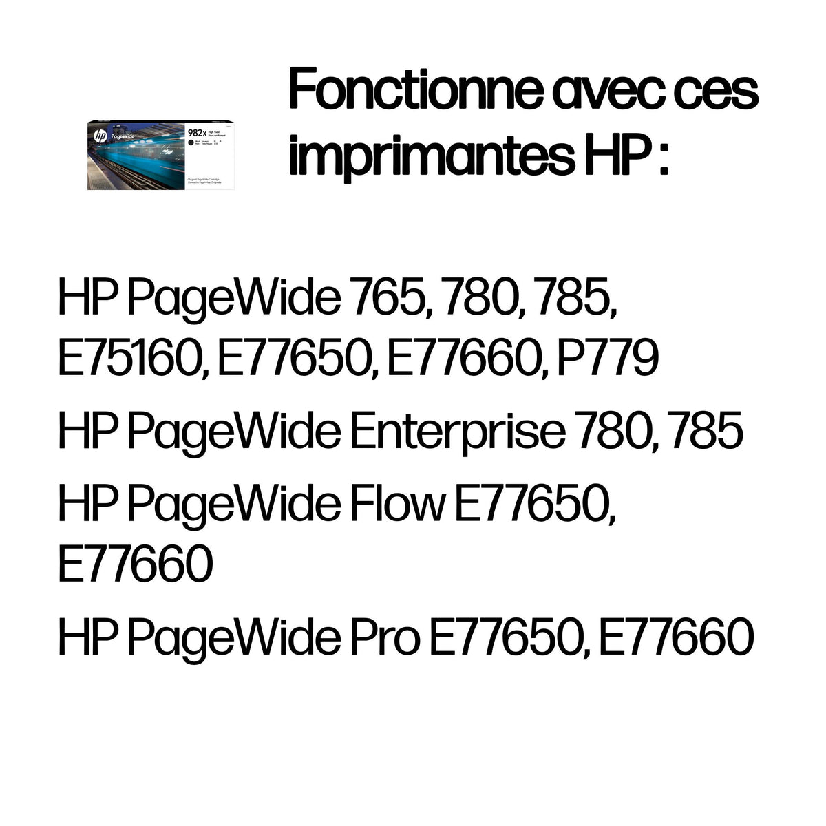 HP Cartouche d'encre Noire PageWide 982X Grande Capacité Authentique