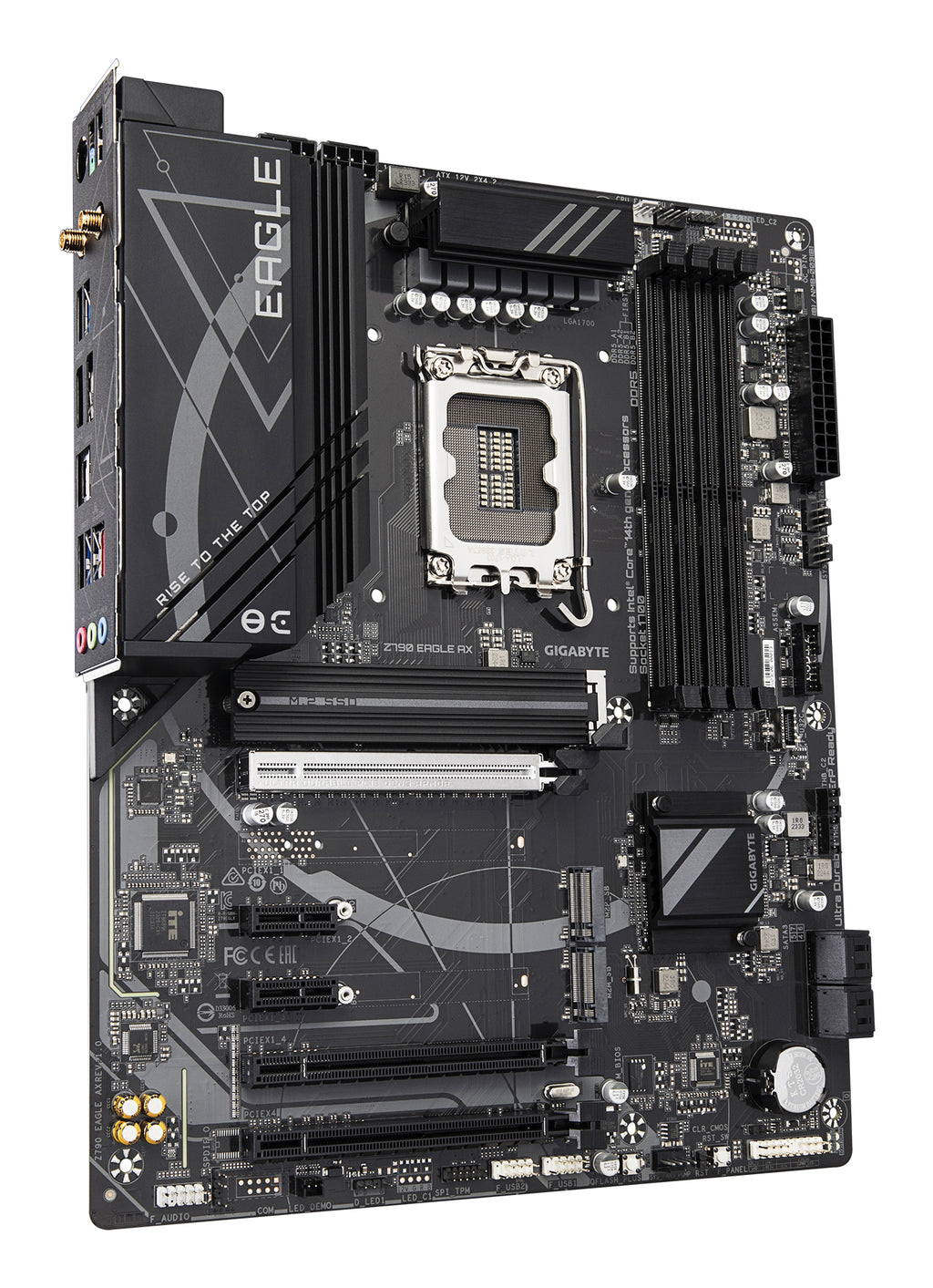 GIGABYTE Z790 EAGLE AX Carte mère - Prend en charge les processeurs Intel Core de 14e génération, VRM numérique 12+1+1 phases, jusqu'à 7600 MHz DDR5 (OC), 3xPCIe 4.0 M.2, Wi-Fi 6E, LAN 2.5GbE, USB 3.2 Gen 2