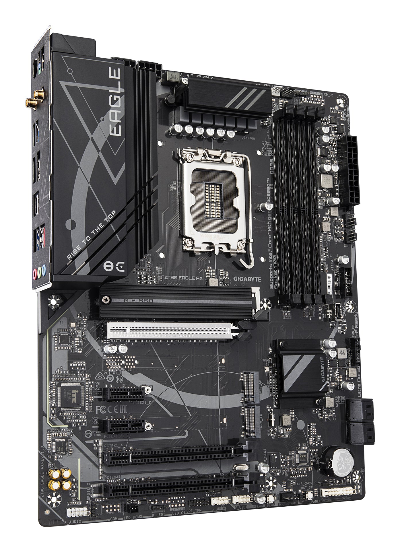 GIGABYTE Z790 EAGLE AX Carte mère - Prend en charge les processeurs Intel Core de 14e génération, VRM numérique 12+1+1 phases, jusqu'à 7600 MHz DDR5 (OC), 3xPCIe 4.0 M.2, Wi-Fi 6E, LAN 2.5GbE, USB 3.2 Gen 2