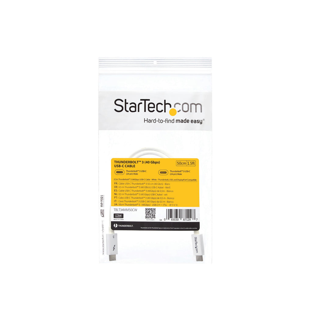 StarTech.com Câble Thunderbolt 3 50 cm 40 Gb/s Blanc