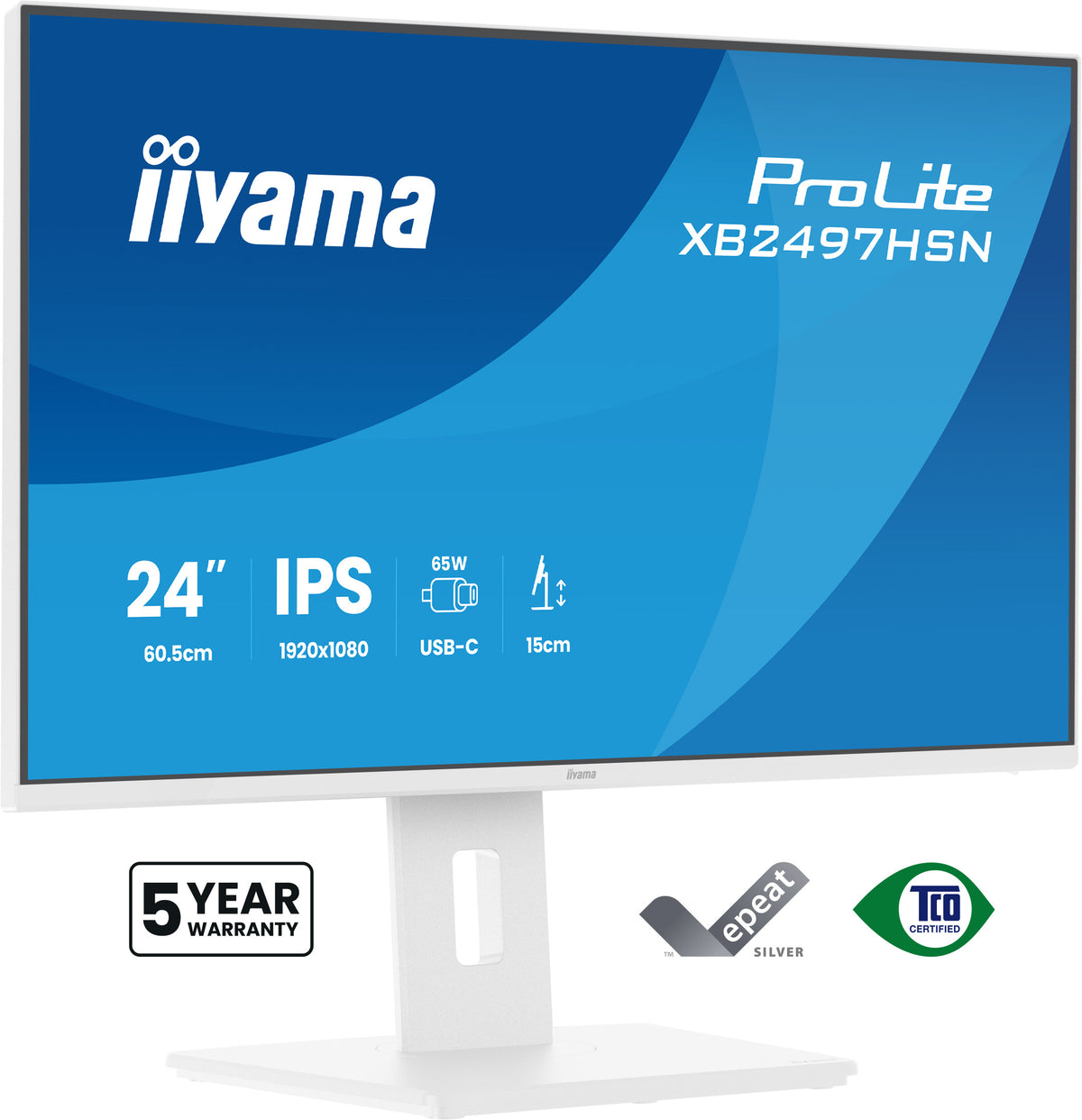 iiyama ProLite XB2497HSN-W1 écran plat de PC 60,5 cm (23.8") 1920 x 1080 pixels Full HD LED Blanc - vue 3