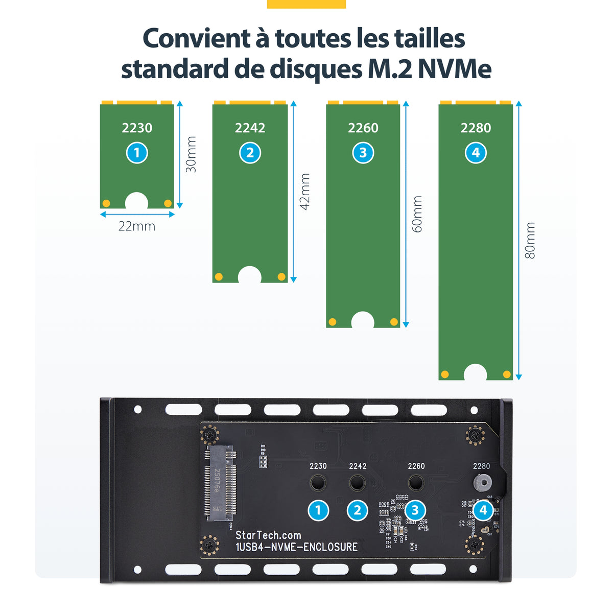 StarTech.com Boîtier SSD NVMe Externe USB4 M.2, 40 Gbps, Aluminium, B+M/M-Key