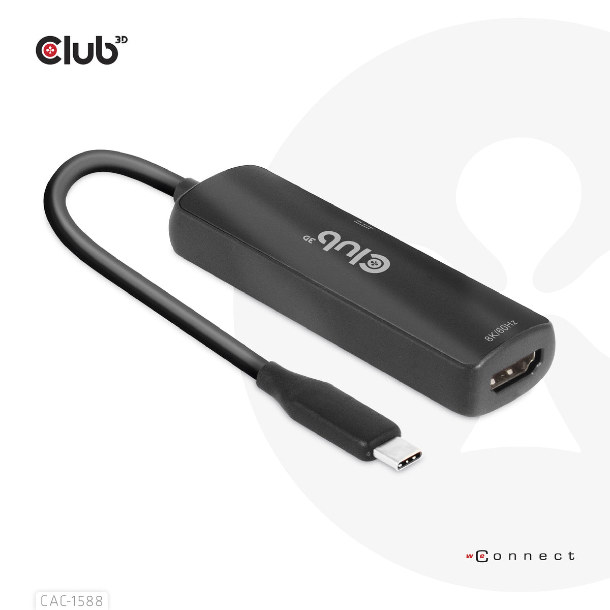 CLUB3D CAC-1588 Adaptateur Câble Vidéo USB Type-C vers HDMI, Noir, 0,17 m