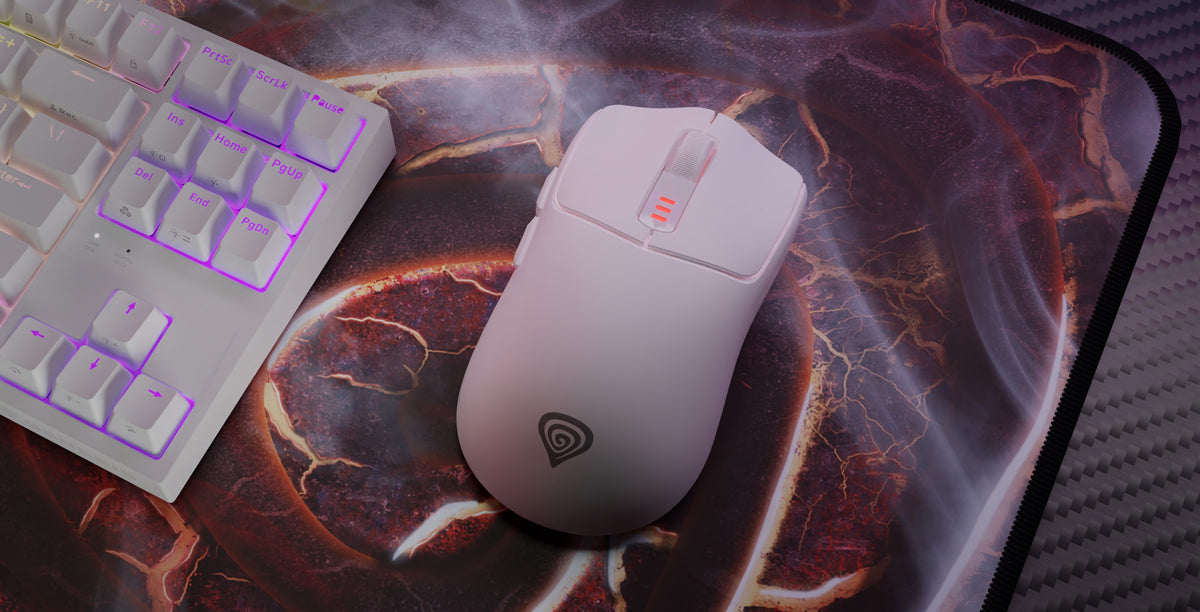 Souris Gaming Zircon 500 Droitier RF Wireless, Bluetooth et USB Type-C, Optique 10000 DPI, Blanche