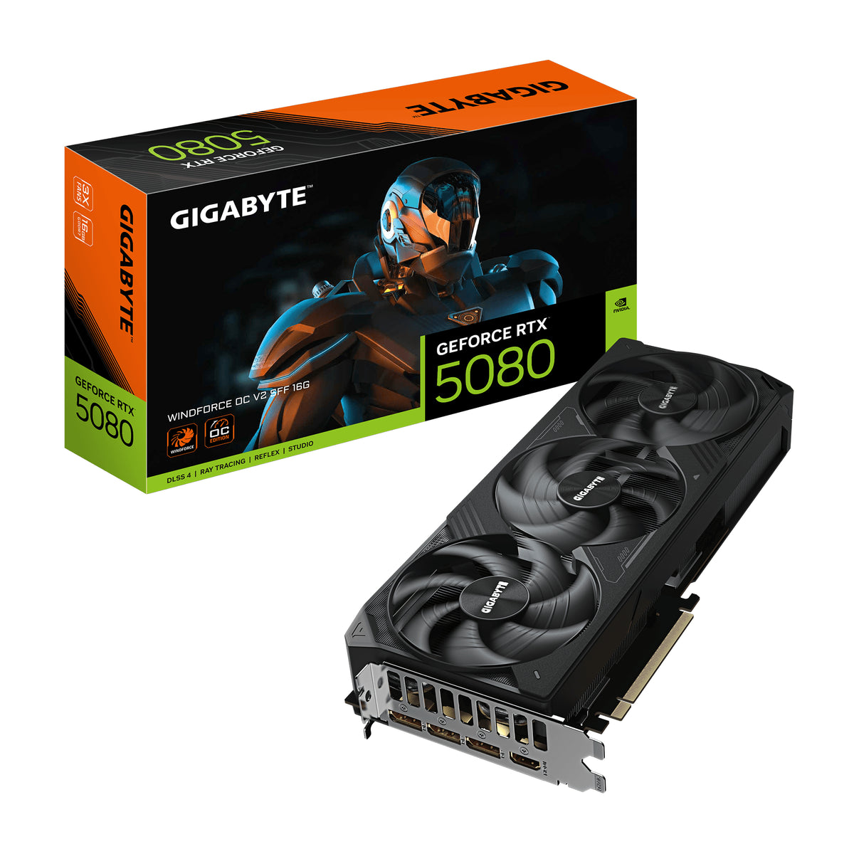 GIGABYTE GeForce RTX 5080 WINDFORCE OC SFF 16G – Carte graphique, 16GB GDDR7, 256bit, PCI-E 5.0, 2670MHz Core Clock, 3 × DP 2.1b, 1 × HDMI 2.1b, DLSS 4, GV-N5080WF3OCV2-16GD