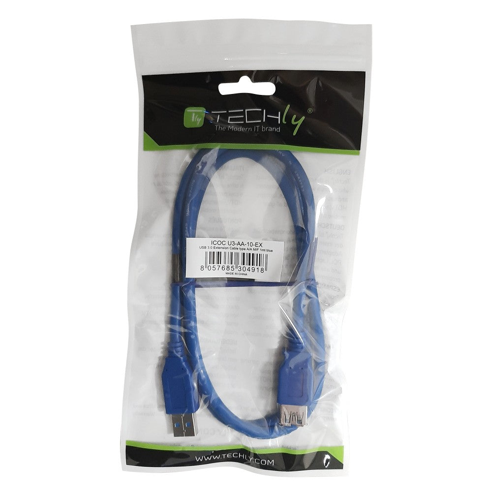 Câble Extension USB 3.2 Gen 1 (3.1 Gen 1) USB-A Mâle vers Femelle, 3m, 5 Gbit/s, Bleu