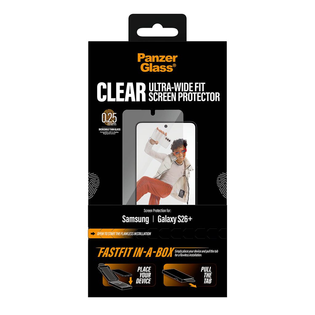 PanzerGlass Protection d'écran pour Samsung Galaxy S26+, Ultra-Wide Fit avec Fastfit, Transparent