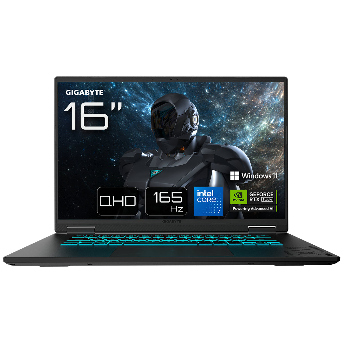 GIGABYTE GAMING A16 PRO DYHG5DECC4SH laptop Intel Core 7 240H Ordinateur portable 40,6 cm (16") Quad HD+ 32 Go LPDDR5x-SDRAM 1 To SSD GPU pour ordinateur portable NVIDIA GeForce RTX 5080 Wi-Fi 6E (802.11ax) Windows 11 Home Noir