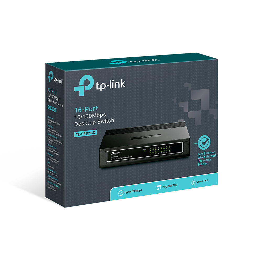 TP-Link TL-SF1016D Switch Ethernet Non-géré 16 Ports Fast Ethernet 10/100, Noir