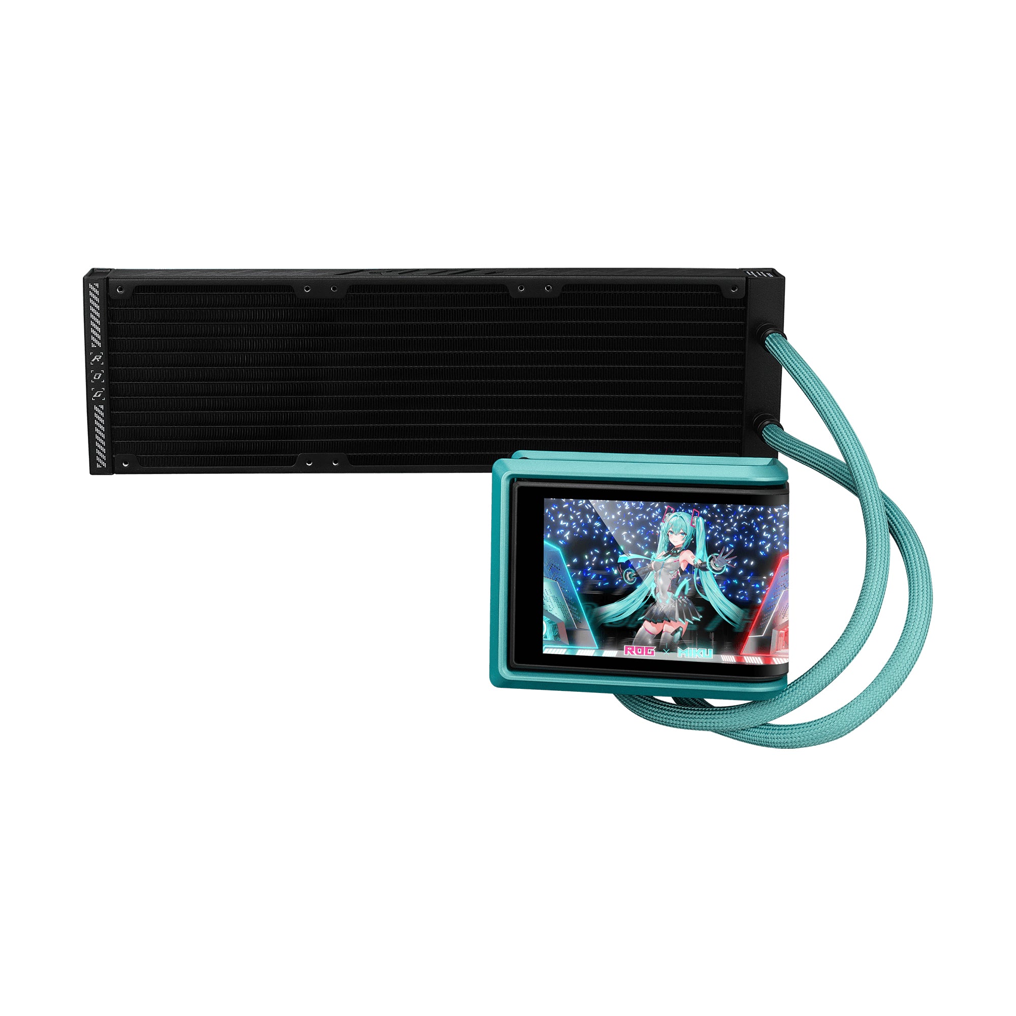 ASUS ROG RYUO IV 360 ARGB Hatsune Miku Edition Processeur Refroidisseur de liquide tout-en-un 12 cm Noir, Turquoise