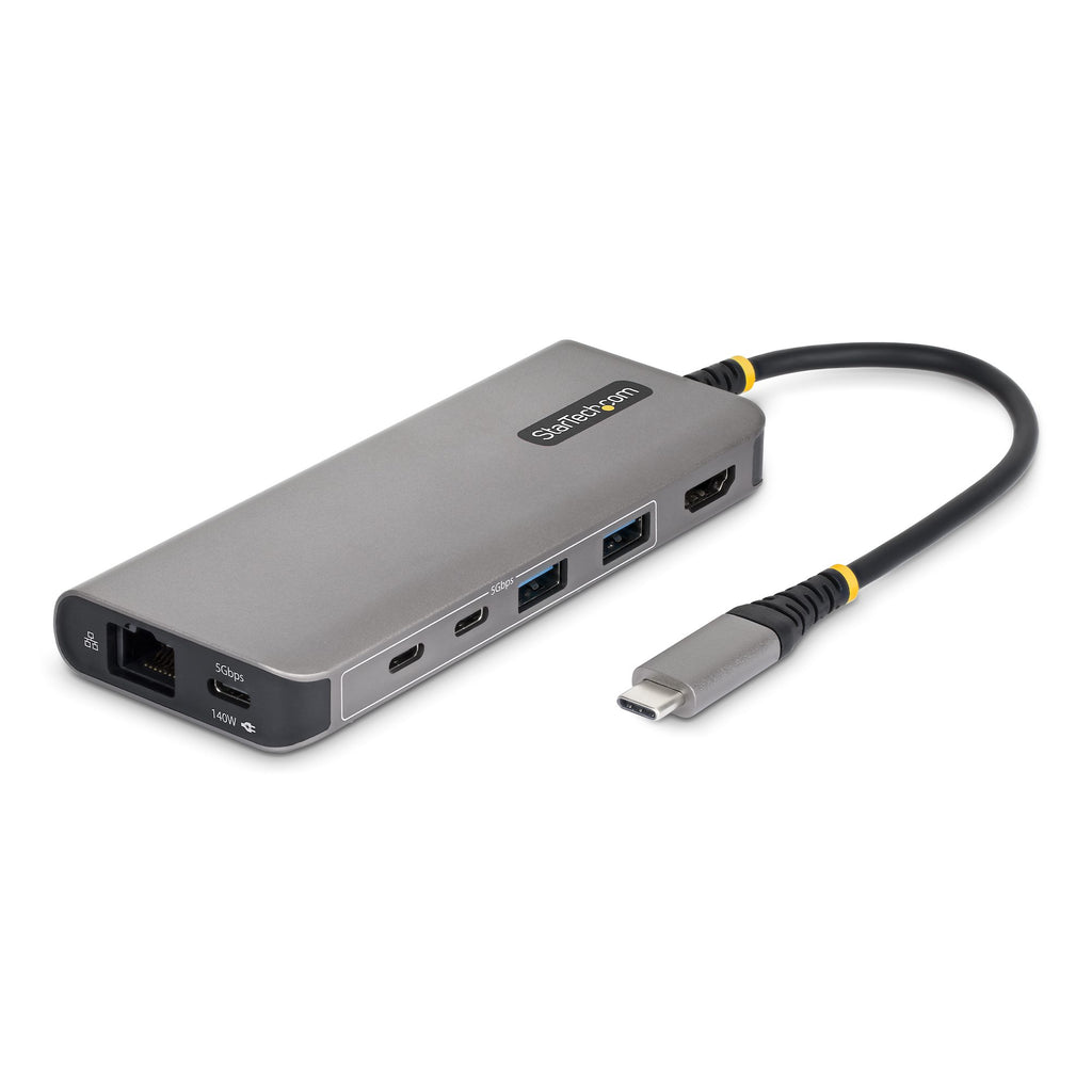 StarTech.com Adaptateur Multiport USB-C vers HDMI 4K 60Hz, Recharge PD 140W, Hub USB 5 Ports 5Gbps, GbE