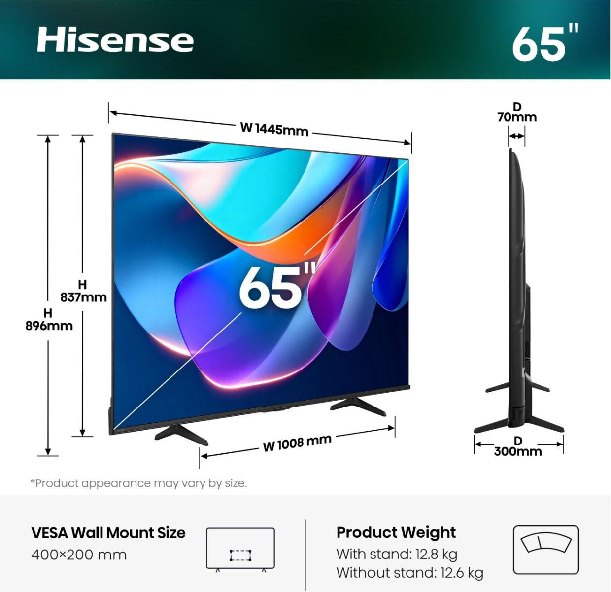 Hisense 65A6S 165,1 cm (65") 4K Ultra HD Smart TV Wifi Noir